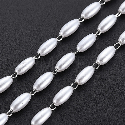 304 Stainless Steel & ABS Plastic Imitation Pearl Beaded Chains CHS-S008-014A-P-1