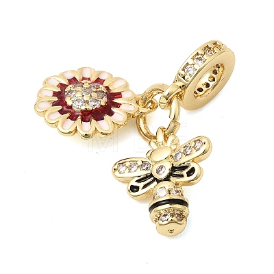 Brass Micro Pave Cubic Zirconia European Dangle Charms KK-Z150-06G-03-1