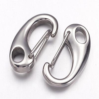 Smooth 304 Stainless Steel Keychain Clasp Findings STAS-E055-08-1