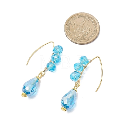 Teardrop Electroplate Glass Dangle Earrings EJEW-JE06797-1