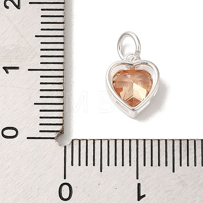 925 Sterling Silver Cubic Zirconia Heart Charms with Jump Rings FIND-U013-10S-04-1