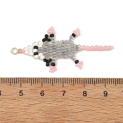 Glass Seed Beads Pendants PALLOY-MZ01454-1