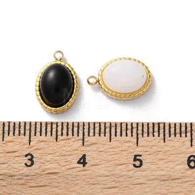 Natural Mixed Stone Oval Charms STAS-Z099-10G-1