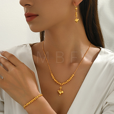 Heart Brass Bracelets & Earrings & Necklaces Sets for Women VB4825-1