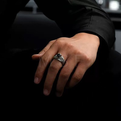 Wing Brass Rhinestone Cuff Open Rings for Men WGA5BDA-01-1