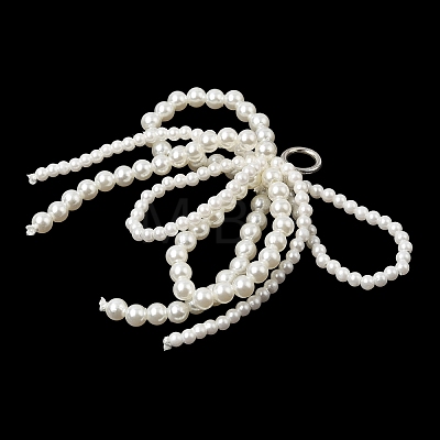 Bowknot Plastic Imitation Pearl Beads Shoe Charms AJEW-XCP0003-50-1