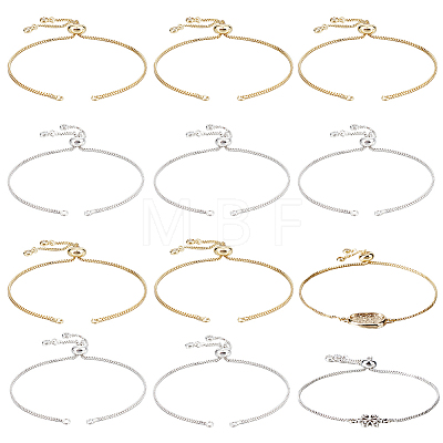 10Pcs 2 Colors Brass Slider Bracelets Making MAK-BBC0001-03-1