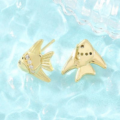 Brass Micro Pave Cubic Zirconia Stud Earrings EJEW-G471-27G-1