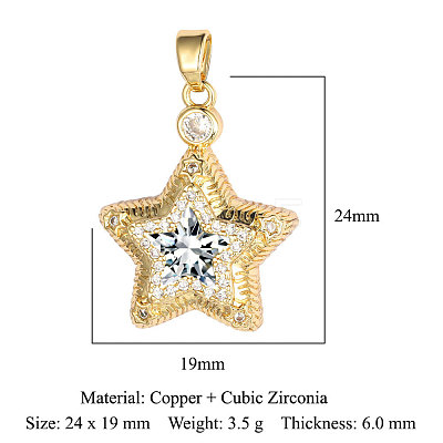 Brass Micro Pave Cubic Zirconia Pendants ZIRC-OY001-53G-1