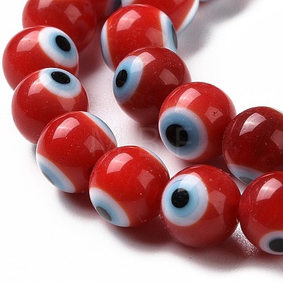 Handmade Evil Eye Lampwork Round Bead Strands LAMP-L055-6mm-19-1