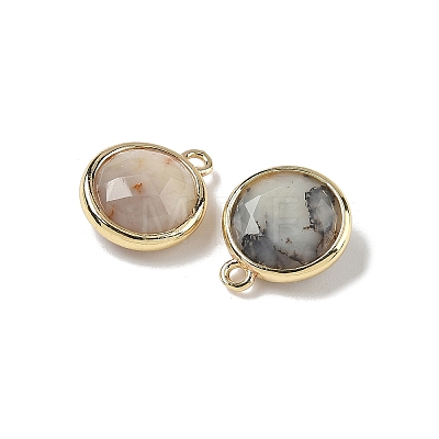 Natural Yellow Opal Faceted Flat Round Charms G-U028-03G-11-1