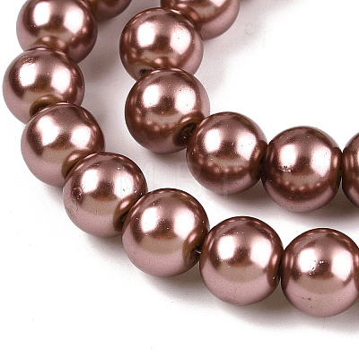 Baking Painted Pearlized Glass Pearl Round Bead Strands HY-Q003-10mm-92-1