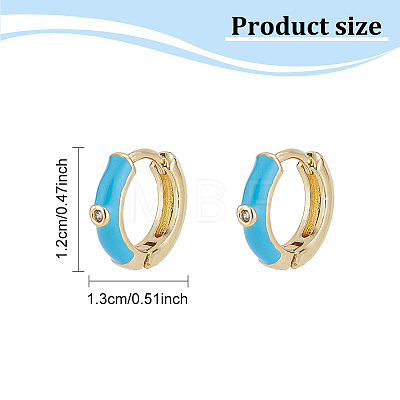 8 Pairs 8 Colors Real 18K Gold Plated Enamel Hoop Earrings with Clear Cubic Zirconia EJEW-AN0001-97-1