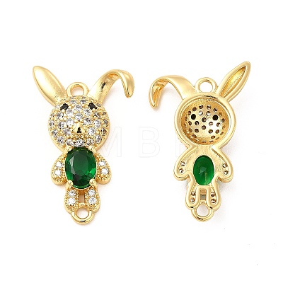 Rack Plating Brass Micro Pave Clear Cubic Zirconia Connector Charms KK-D087-01G-1
