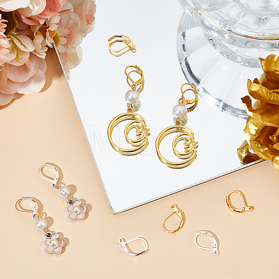 200Pcs 2 Color Brass Leverback Earring Findings KK-SP0001-06-1