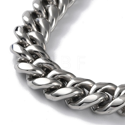 304 Stainless Steel Diamond Cut Cuban Link Chain Necklace with Cubic Zirconia Clasps NJEW-P288-10P-1