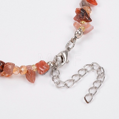 Natural Agate and Glass Seed Beads Tiered Necklaces NJEW-K100-05A-1