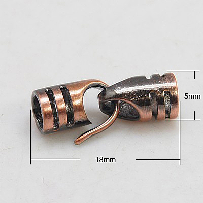 Brass S-Hook Clasps KK-E270-18x5mm-R-NR-1