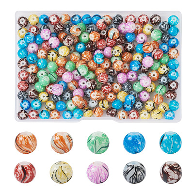 200Pcs 10 Colors Painted Glass Beads Strands GLAA-SW0001-03-1