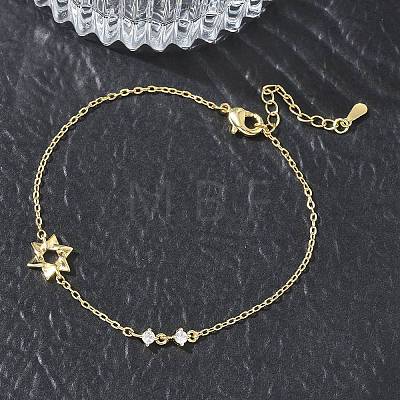 Brass Micro Pave Clear Cubic Zirconia Link Bracelets BJEW-E114-01A-G-1