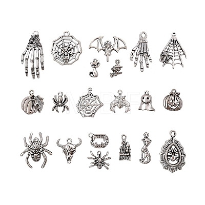 Halloween Theme Tibetan Style Alloy Pendants HAWE-PW0001-089-1