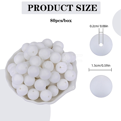 80Pcs Round Silicone Focal Beads SIL-SZ0001-24-17-1