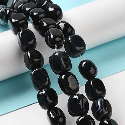 Natural Black Agate Beads Strands G-H295-A01-04-1