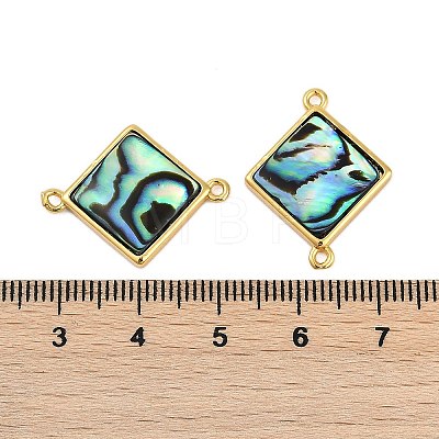 Brass Pave Natural Paua Shell Connector Charms KK-M299-01A-G-1