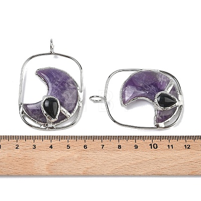 Natural Amethyst & Obsidian Big Pendants G-Z142-01P-B02-1