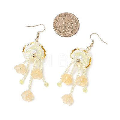 Jellyfish Acrylic & Glass Seed Bead Dangle Earrings EJEW-MZ00665-01-1