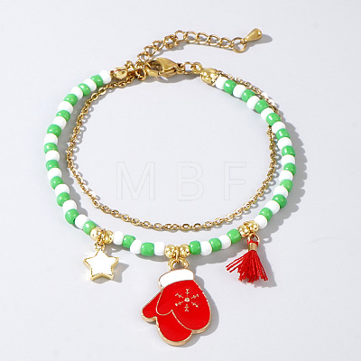 Christmas Brass Charm Muti-layered Bracelets FV2783-4-1