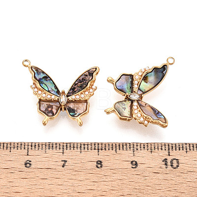 304 Stainless Steel & Shell & Rhinestone & ABS Imitation Pearl Butterfly Pendants STAS-T073-67A-G-1