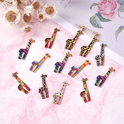 35Pcs 7 Colors Printed Alloy Pendants PALLOY-SZ0001-33-1