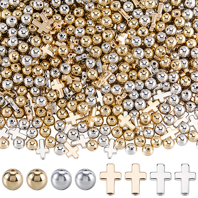 600Pcs 4 Styles CCB Plastic Beads CCB-SP0001-15-1