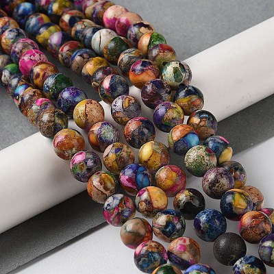 Natural Imperial Jasper Beads Strands G-I122-8mm-28-1