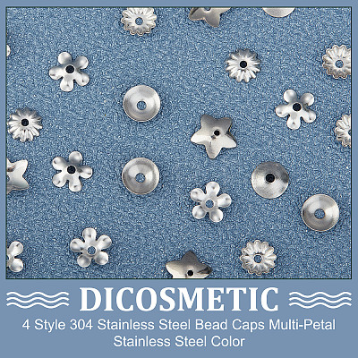 400Pcs 4 Style 304 Stainless Steel Bead Caps STAS-DC0010-99-1