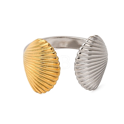 304 Stainless Steel Double Color Cuff Rings RJEW-S635-01GP-N-1