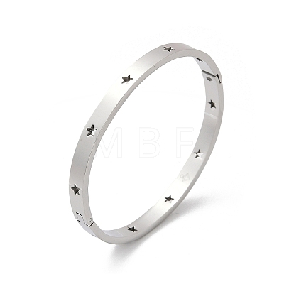 Hollow Star 304 Stainless Steel Hinged Bangles BJEW-L610-20P-1