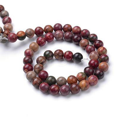 Natural Picasso Stone/Picasso Jasper Beads Strands G-R345-8mm-48-1