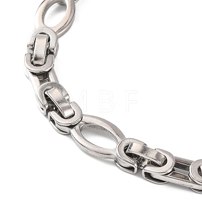 Tarnish Resistant 304 Stainless Steel Hollow Oval Byzantine Chain Bracelets BJEW-B078-102P-1