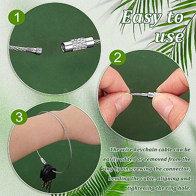 20Pcs 304 Stainless Steel Cable Wire Keychain AJEW-GA0006-85-1