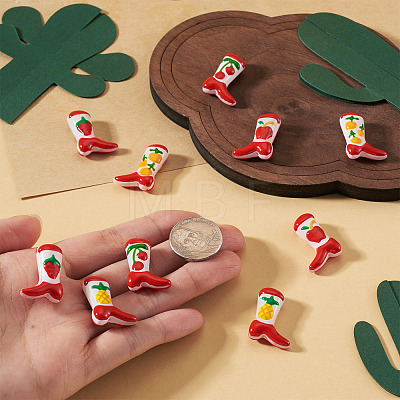10Pcs 5 Styles Boot Baking Paint Glass Enamel Beads LAMP-TA0002-80B-1