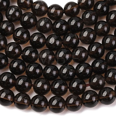 Natural Smoky Quartz Round Beads Strands G-E329-6mm-38-1