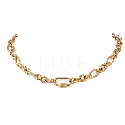 8MM 304 Stainless Steel Figaro Chain Necklaces with Screw Carabiner Lock for Women NJEW-JN06295-1