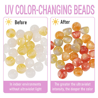 30Pcs 3 Colors Resin UV Reactive Beads RESI-TA0005-67A-1