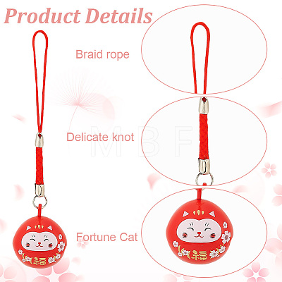 GOMAKERER 4Pcs 4 Colors Japanese Style Brass Lucky Cat Pendant Decoration HJEW-GO0001-10-1