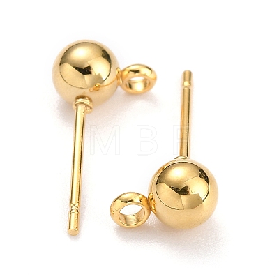 304 Stainless Steel Ball Post Stud Earring Findings X-STAS-Z035-01G-B-1