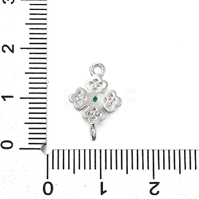 Brass Green Cubic Zirconia Clover Connector Charms KK-Q048-12P-1