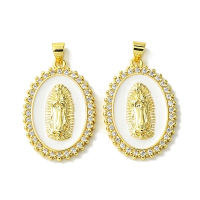 Real 18K Gold Plated Brass Micro Pave Cubic Zirconia Pendants KK-H472-11G-02-1