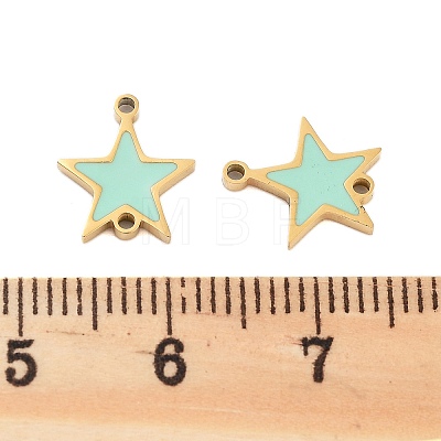 304 Stainless Steel Aquamarine Enamel Connector Charms STAS-Z078-14G-1